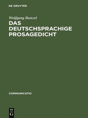cover image of Das deutschsprachige Prosagedicht